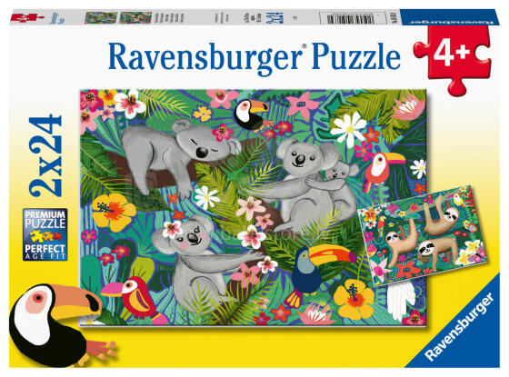 Ravensburger puzle 2x24 gabali Koalas un slothi