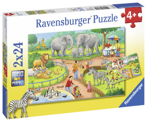 Пазл Ravensburger 2x24 шт. День в зоопарке