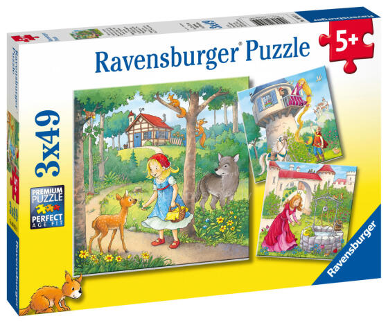 Ravensburger Puzzle 3x49 pc Rapunzel, Little Red Riding Hood & the Frog King
