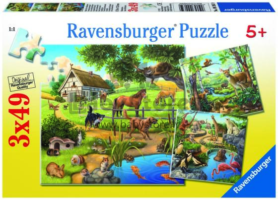 Пазл Ravensburger 3x49 шт. Животные