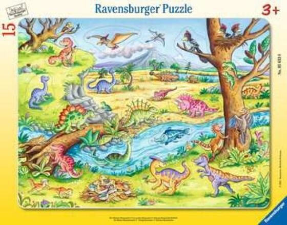 
Ravensburger Rāmja puzle 15 gab. Mazie dinozauri