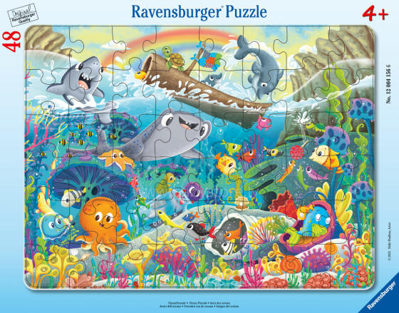 Ravensburger Rāmja puzle 48 gabali: Priecīgi jūras dzīvnieki
