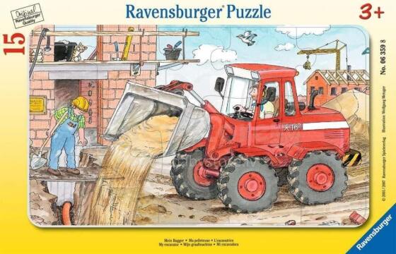 Пазл Ravensburger Маленький рамочный пазл 15 деталей Мой экскаватор