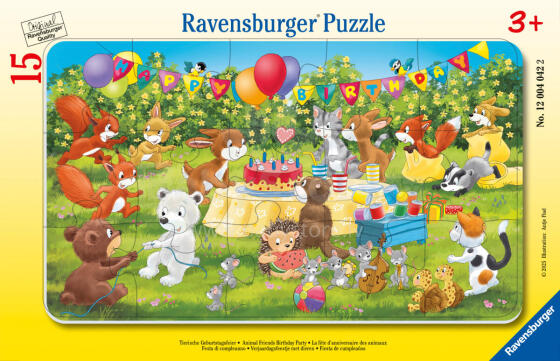 Пазл Ravensburger с рамкой 15 деталей: День рождения животных