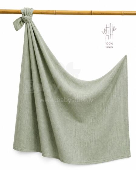 La Bebe™ Eco Natural Linen Swaddle Art.294584 Olive Augstākās kvalitātes  ietināšanas autiņš no dabīga līna ,  (150x100 cm)