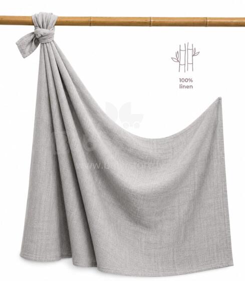 La Bebe™ Eco Natural Linen Swaddle Art.294585 Light Grey Augstākās kvalitātes  ietināšanas autiņš no dabīga līna ,  (150x100 cm)