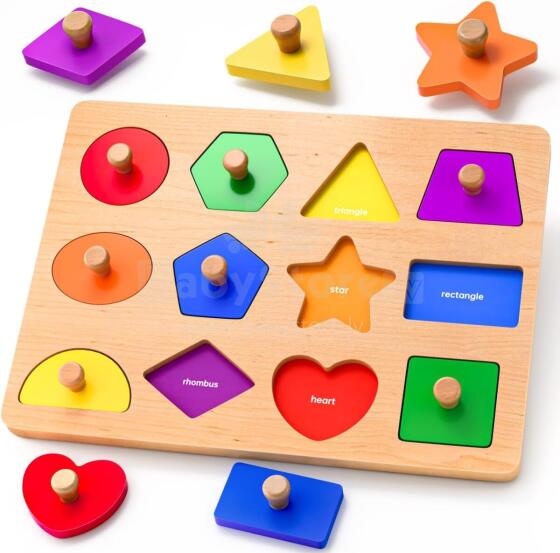 SYHLN Montessori Toy Wooden Art.294586  Деревянная развивающая доска- пазл Монтессори