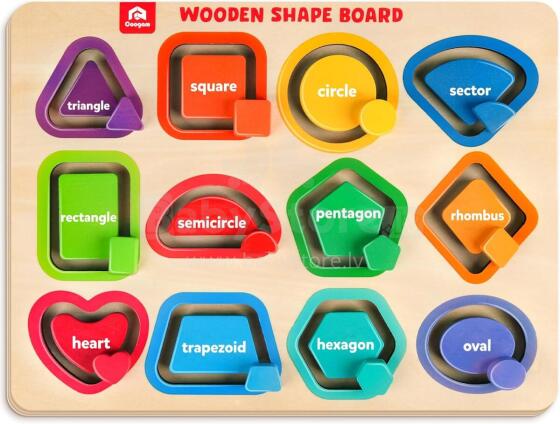 Coogam Wooden Colour Shape Art.294588  Деревянная развивающая доска- пазл Монтессори