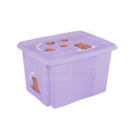 Box with lid 45L Karolina &amp;quot;Capybara&amp;quot; 55.5x40x30cm soft purple