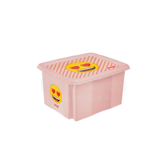 Box with lid 15L Karolina &ldquo;Emoji Hearts&rdquo; 38x29.5x20.5cm pink