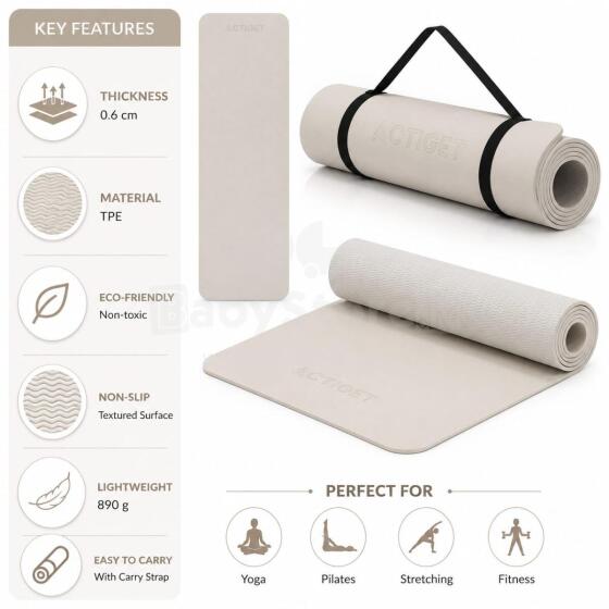 Frogeez Fitness Mat Art.ACT0025 Beige Гимнастический коврик