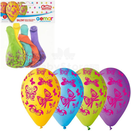 BALONY PASTELOWY MOTYLE 5 SZTUK