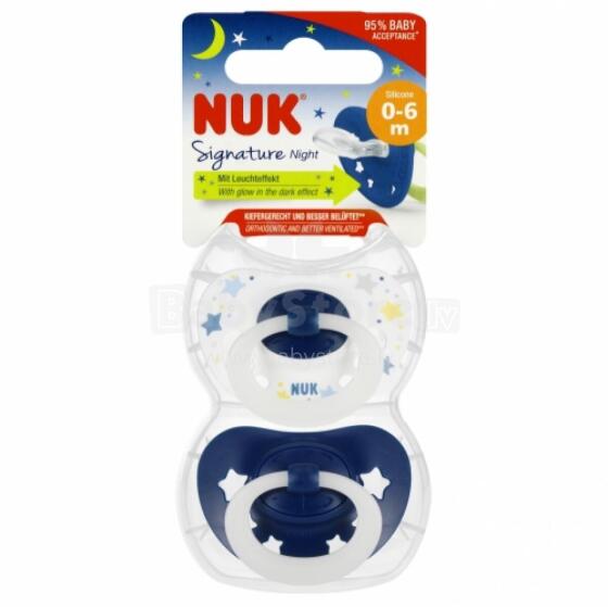 NUK 175270 Pacifier 2 pcs. 0-6m signature NIGHT blue