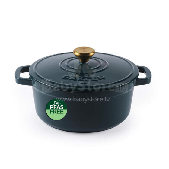 Salter BW14433GR Chester 2L Shallow Cast Iron Casserole Pot 20 cm, Green