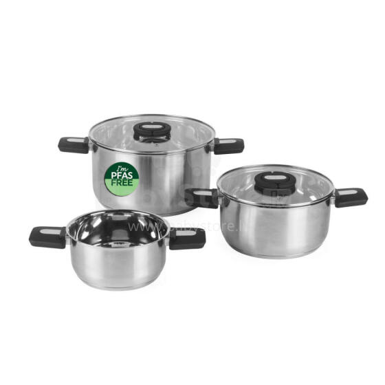 Salter BW14354 Stack-In Stainless Steel 3 Piece (16/22/24 cm) Stockpot Set