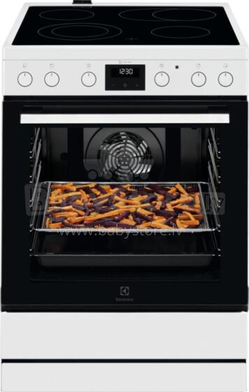 Electrolux elektriskā plīts ar elektrisko cepeškrāsni, 596 mm, balta