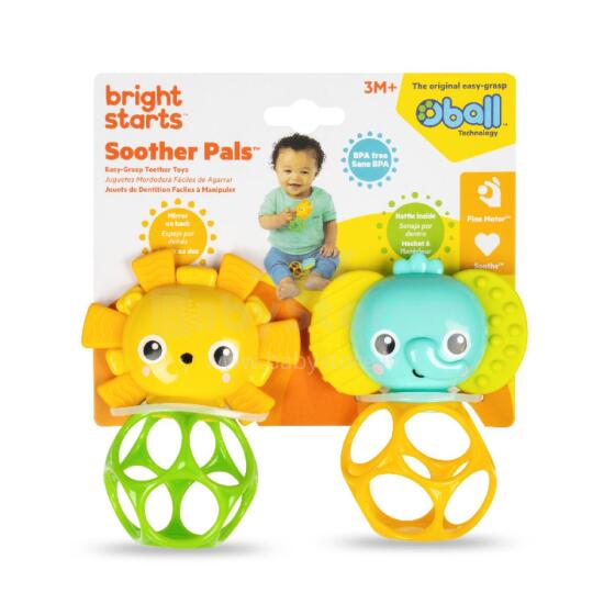 OBALL 16762-6 Teething Toy Set with Rattle Smoother Pals Lion and Elephant 3m+
