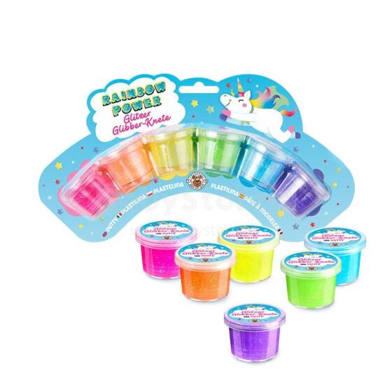 Rainbow Power - Glitter and Slime Modelling Clay Set 6x16g
