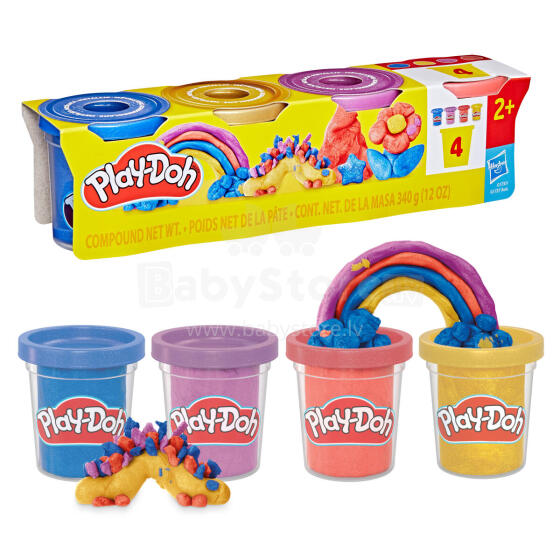 PLAY-DOH Rotaļu komplekts Mirdzošas metāliskās krāsas, 4 gab.