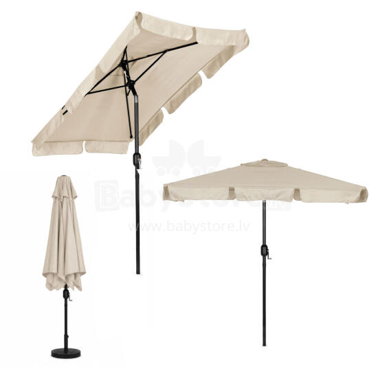 Prostokāna liels dārza saulessargs slīps salokāms ar rokturi bēšs 200x130 cm MultiGarden