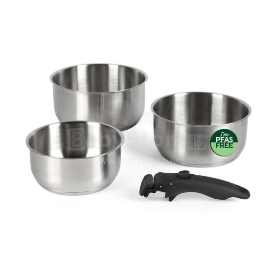 Russell Hobbs RH04034 Stainless Steel 4-Piece Smart Clip Saucepan Set