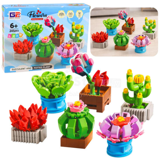 Būvniecības bloki Ziedi Augi podos 6 gabali 245 gab.