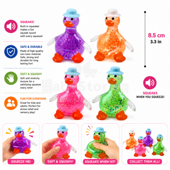 I-Toys Duck Squishy Dumpling Antistress Art.295916 Anti-stress toy "Duckling" with glitter and a squishy sound