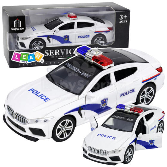 Police Car Opening Doors Motorized Lights Sounds White