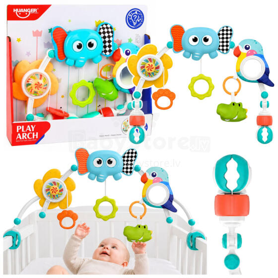 Sensory Arch with Elephant for Crib, Car Seat, Stroller, Mirror, Rattle