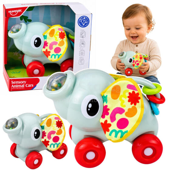 Interactive Sensory Toy Elephant Car for Toddlers Gray