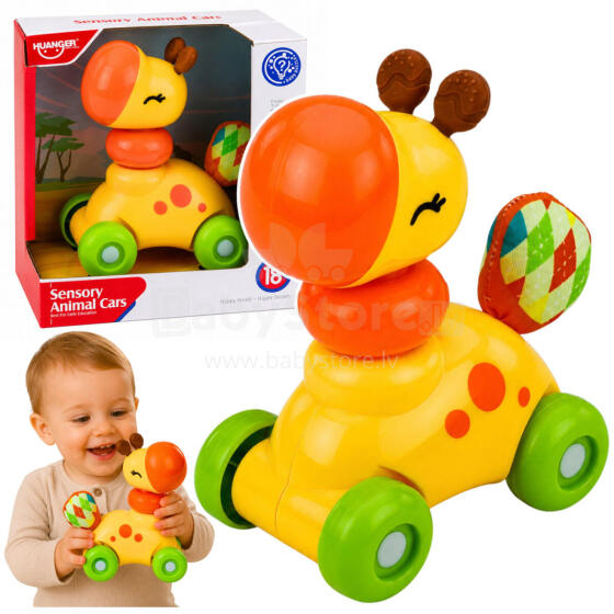 Interactive Sensory Toy Giraffe Car For Toddlers Yellow