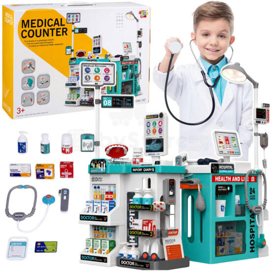Large Medical Set Medical Table Doctor Lights Sounds Accessories 77pcs.
