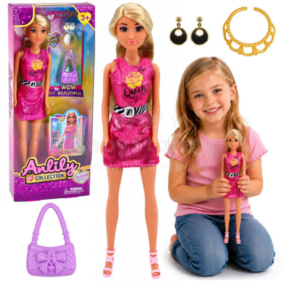 Anlily Doll in Pink Dress, Purse, Jewelry, Accessories Set