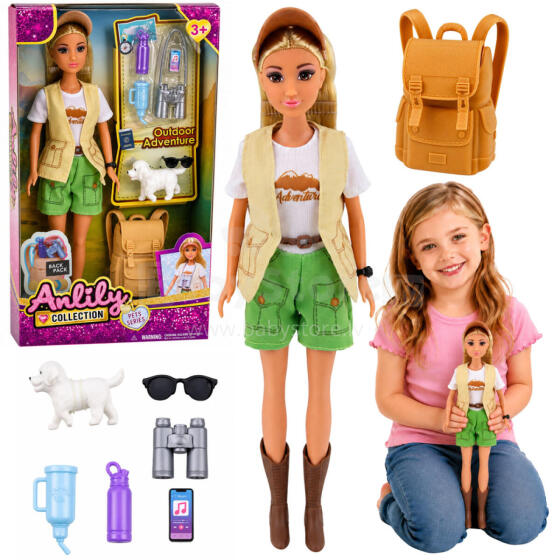 Anlily Traveler Doll with Dog Backpack Accessories Set
