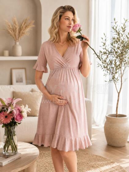 Moonlight&Mama Maternity Dress Art.296157 Beige Naktskrekls grūtniecēm/barošanai ar īsām piedurknēm