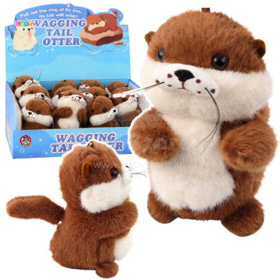 Plush Otter with Wiggle Tail and Squeak Sounds Keychain 12.5 cm