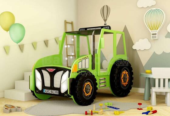 Plastiko Traktor Art.296475 Green Ergonomiska bērnu gulta  ar  matraci 180 x 90 cm