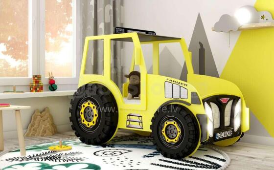 Plastiko Traktor Art.296476 Yellow  Ergonomiska bērnu gulta  ar  matraci 180 x 90 cm