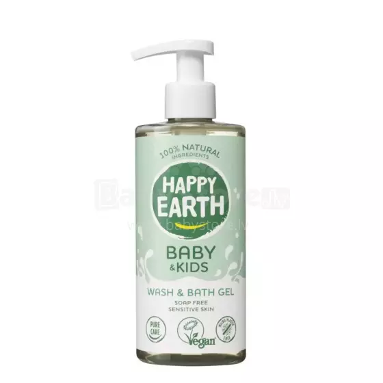 Happy Earth Baby Wash Art.296497  100% натуральный гель для душа-пена для ванны для младенцев и детей, 300 мл