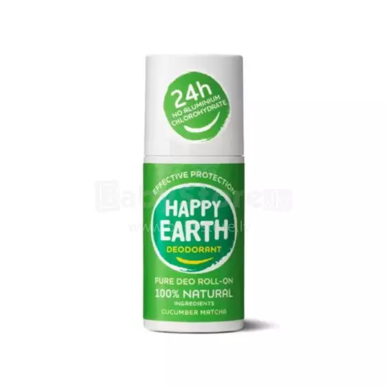 Happy Earth Roll-On Art.296506 100% natural deodorant roll-on with a refreshing cucumber and matcha scent, 75ml