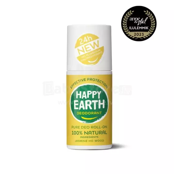 Happy Earth Roll-On Art.296507 100% natural deodorant roll-on with enchanting jasmine and Ho Wood scent, 75ml