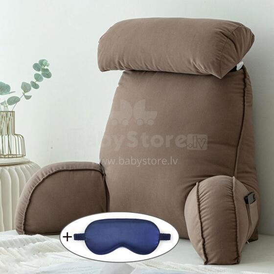 Basic CS Lline Care & Support Large Reading Pillow  Art.296547 Coffee Daudzfunkcionāls  muguras atbalsta spilvens ar noņemamu kakla spilvenu