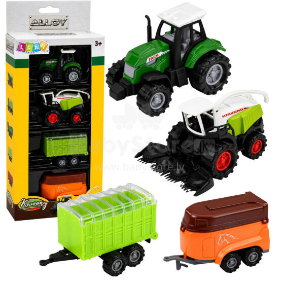 Set of Agricultural Vehicles Tractor Forage Harvester Trailers 1:68 4 pcs.