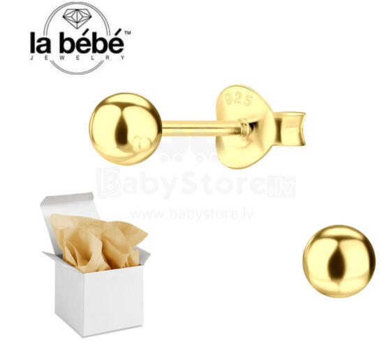 La Bebe™ Pure Silver 925 Classic Lumière Studs Art.2203472 Silver stud earrings with gold coverage