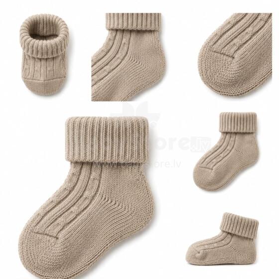 So Cute Wool Natural Eco Socks Art.296295 Beige Dabīgas vilnas adītas bērnu zeķītes