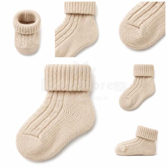 So Cute Wool Natural Eco Socks Art.296926 Light Beige  Dabīgas vilnas adītas bērnu zeķītes