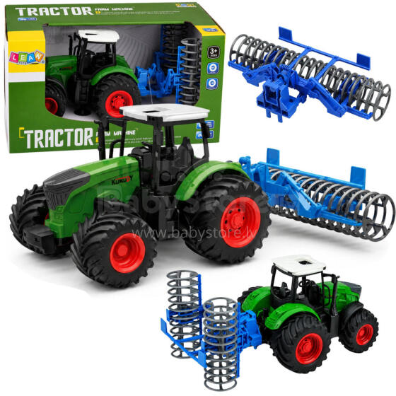 Lauksaimniecības traktors ar rulli zaļš 1:24