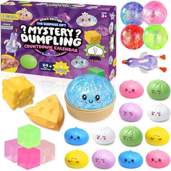 Bebe Basic Dumpling Squishy Mystery Box  Art.297202 Комплект:Антистрессовый мягкий силиконовий мячик (сквиши) пельмень,24 шт