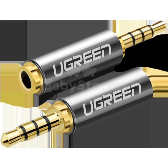 UGREEN 20501 Переходник с разъема микроразъем 2,5 мм на штекер мини-разъем 3,5 мм (серый)