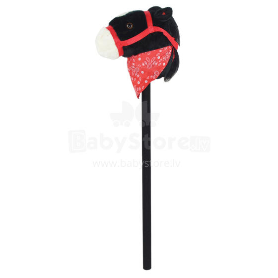Mīkstā rotaļlieta - 49689 - ZIRGS ar SKANU uz STABIŅA - MELNS - izmērs 68 cm